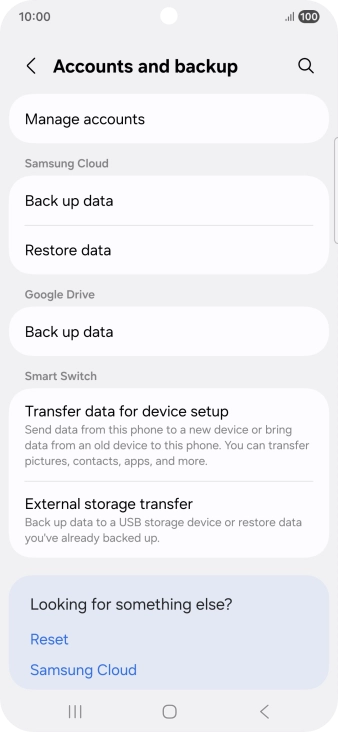 Press Manage accounts.