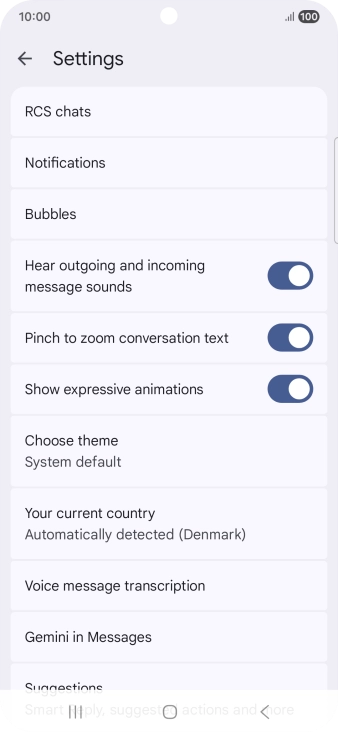 Press Gemini in Messages.
