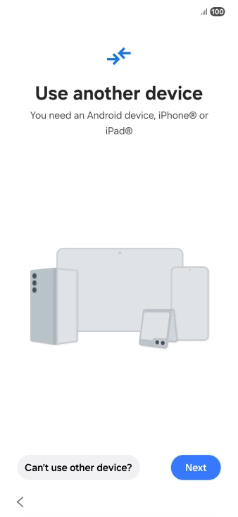 Press Can't use other device?.