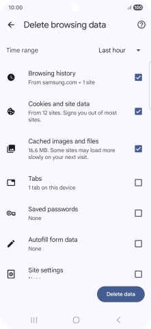Press the fields next to the required data types.