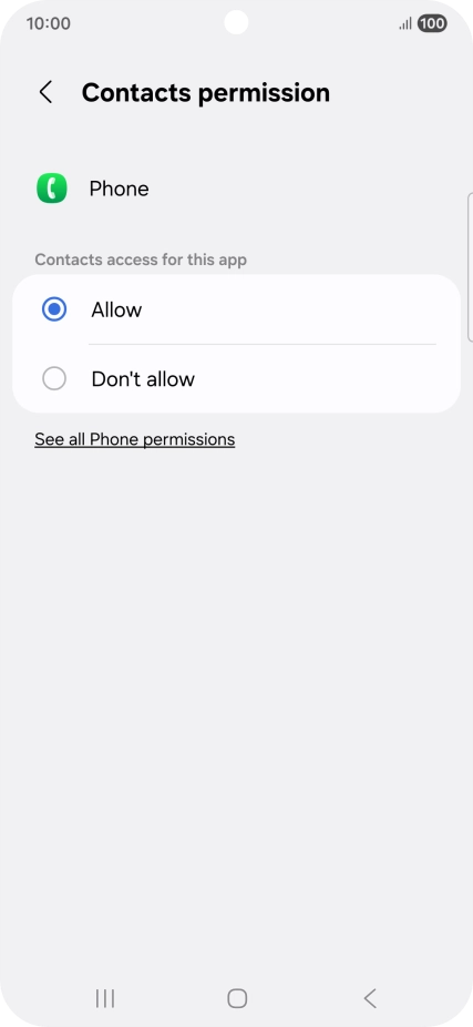 Press the required setting.