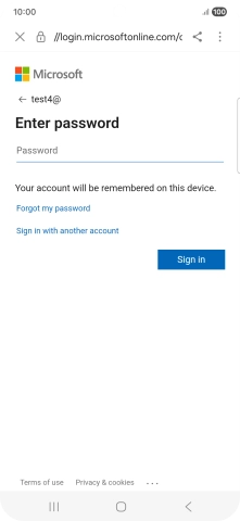 Press Password and key in the password for your email account.