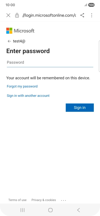 Press Password and key in the password for your email account.