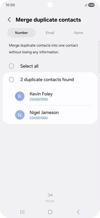 Press the field next to the required number.