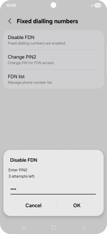 Key in your PIN2 and press OK. The default PIN2 is 1111.