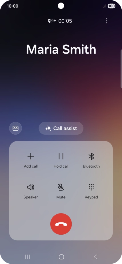 Press the end call icon.