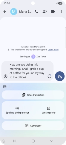 To change the writing style of your text, press Writing style and follow the instructions on the screen to use the function.