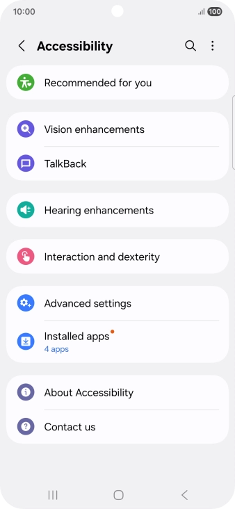 Press Vision enhancements and follow the instructions on the screen to select the required settings.