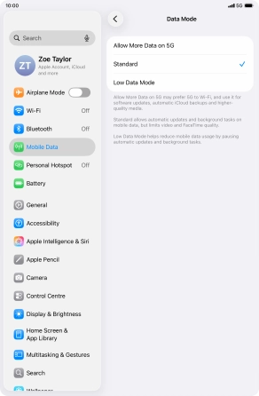 Press the required setting to turn the function on or off. Press the required setting to turn the function on or off.