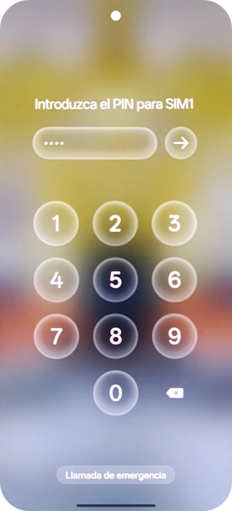 Si tu tarjeta SIM está bloqueada, introduce el código PIN y pulsa la flecha hacia la derecha.