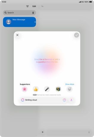 Write in your own words what you would like your Genmoji to look like, and press arrow up. Write in your own words what you would like your Genmoji to look like, and press arrow up.