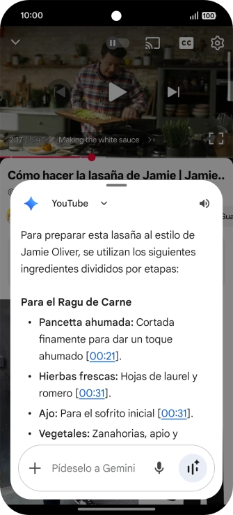 La respuesta de Gemini a tu pregunta se visualiza ahora en la pantalla.