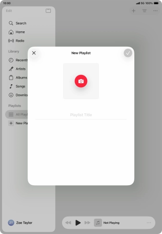 Press the text input field and key in a name for the playlist.