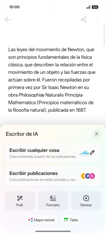 Pulsa el ajuste deseado y sigue las instrucciones de la pantalla.