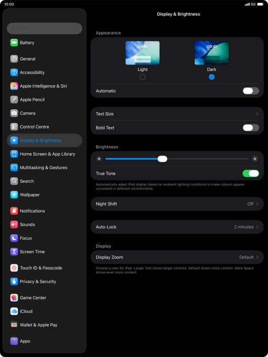 Press the indicator next to 