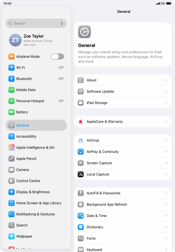 Press Software Update. If a new software version is available, it's displayed. Follow the instructions on the screen to update the tablet software.