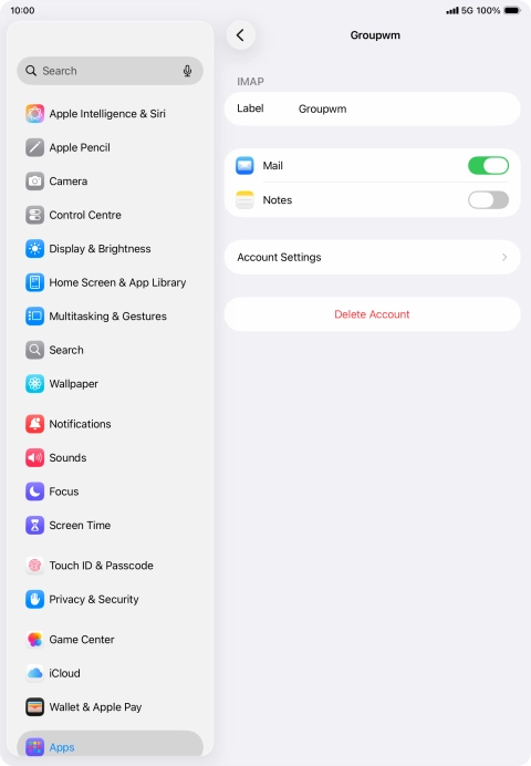 Press Account Settings.