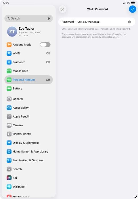 Press the confirm icon.