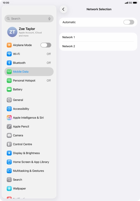 If you turn off the function, press the required network.