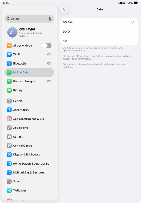 To turn on automatic switch between 5G and 4G, press 5G Auto. To turn on automatic switch between 5G and 4G, press 5G Auto.