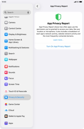 Press Turn On App Privacy Report to turn on the function.