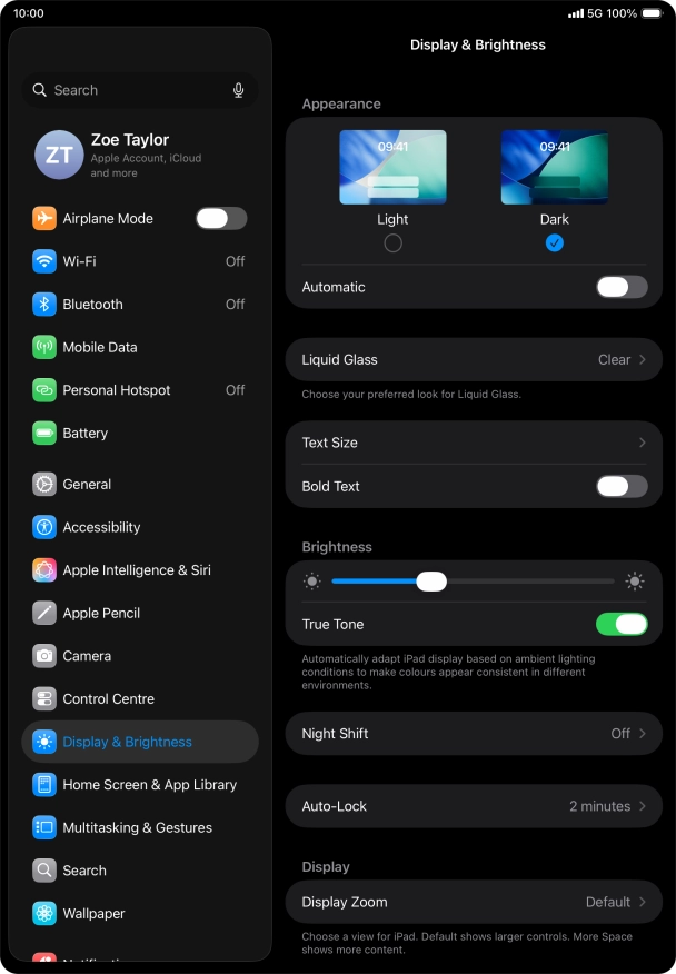 Press the indicator next to 
