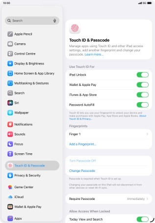 Press the indicators next to the required settings to turn them on or off.