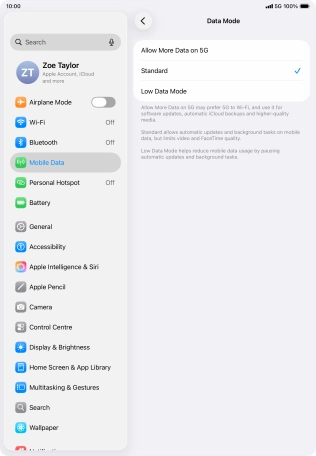 Press the required setting to turn the function on or off. Press the required setting to turn the function on or off.