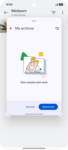 Si deseas crear una nueva carpeta, pulsa el icono de nueva carpeta y sigue las indicaciones de la pantalla para crearla.