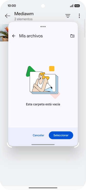 Si deseas crear una nueva carpeta, pulsa el icono de nueva carpeta y sigue las indicaciones de la pantalla para crearla.