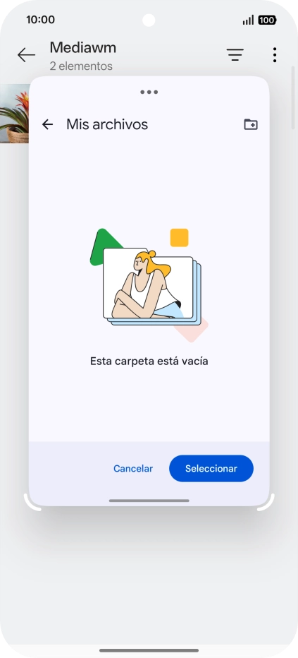 Si deseas crear una nueva carpeta, pulsa el icono de nueva carpeta y sigue las indicaciones de la pantalla para crearla.