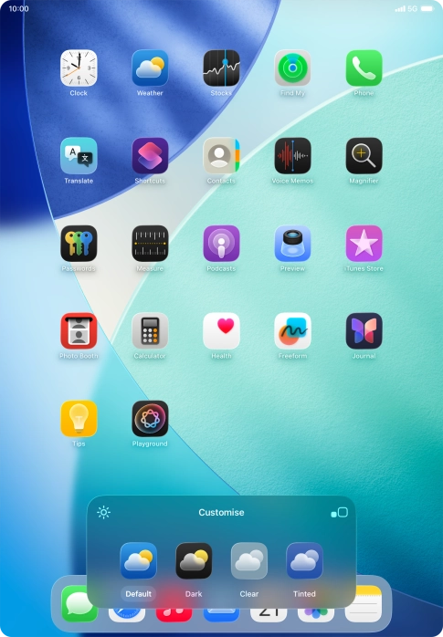 Press the required setting to select the size of app icons on the home screen.