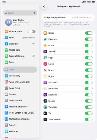 Press Background App Refresh.