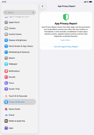 Press Turn On App Privacy Report to turn on the function.