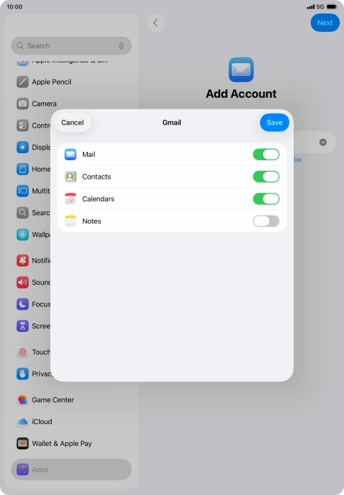 If this screen is displayed, you email account has been recognised and set up automatically. Follow the instructions on the screen to key in more information and finish setting up your tablet.