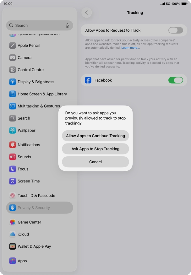 If you turn off the function, press the required setting.