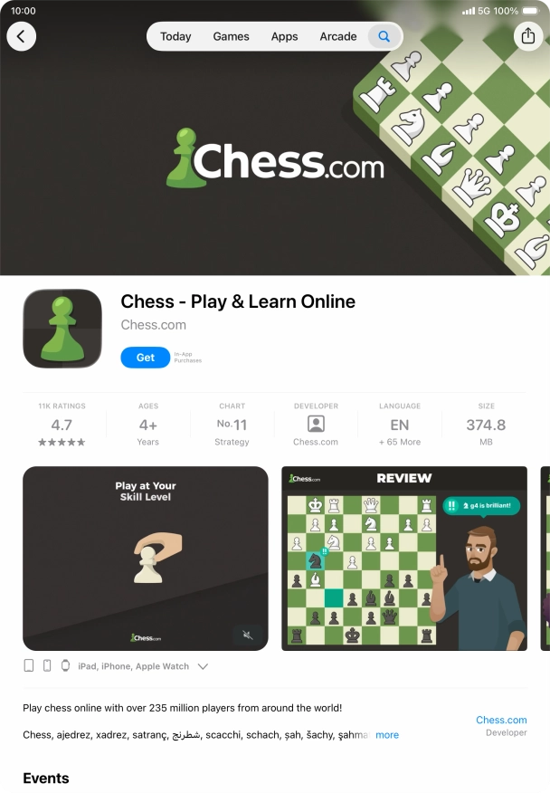 Press Get and follow the instructions on the screen to install the app.