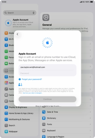Press Password and key in the password for your Apple Account. Press Password and key in the password for your Apple Account.