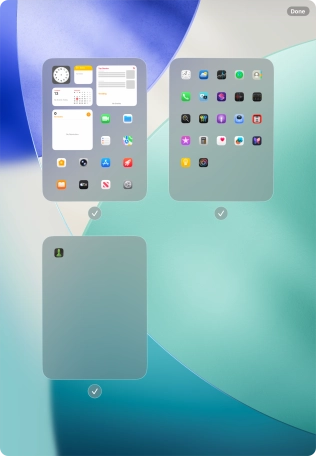Press the field below the required home screen page to turn page view on or off.