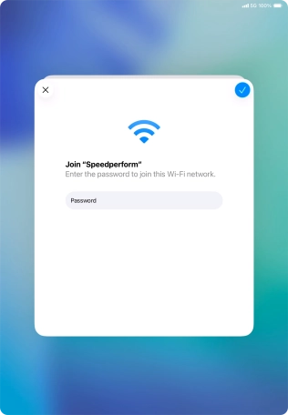 Key in the password for the Wi-Fi network and press the confirm icon.