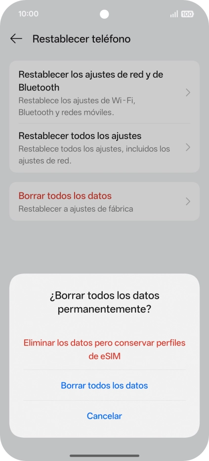 Pulsa el ajuste deseado.