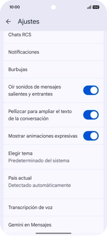 Pulsa Gemini en Mensajes.