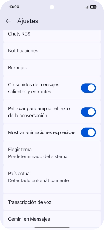 Pulsa Gemini en Mensajes.