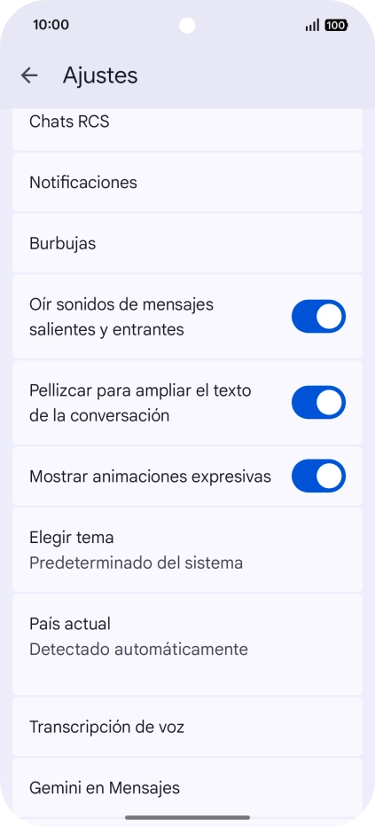 Pulsa Gemini en Mensajes.