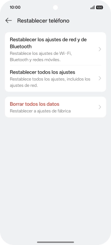 Pulsa Restablecer los ajustes de red y de Bluetooth.