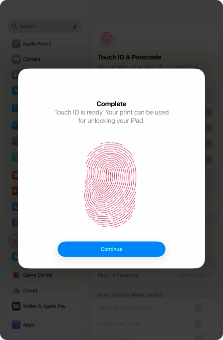 Press Continue. If you haven't previously selected a lock code, key in a code of your own choice twice. Press Continue. If you haven't previously selected a lock code, key in a code of your own choice twice.