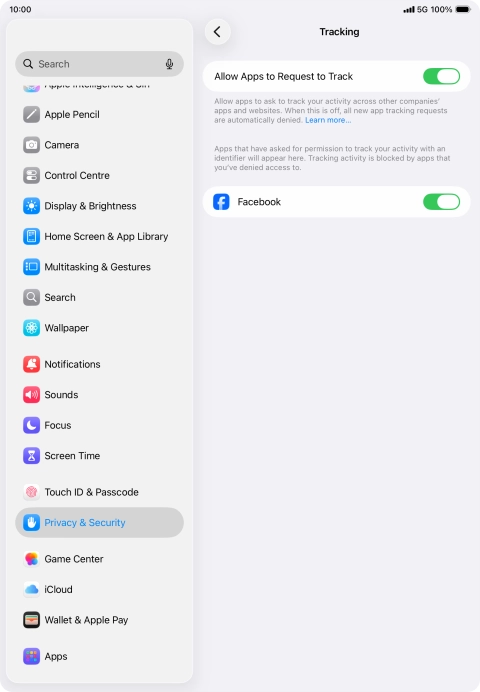 Press the indicator next to 