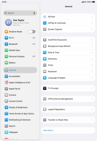 Press Transfer or Reset iPad.