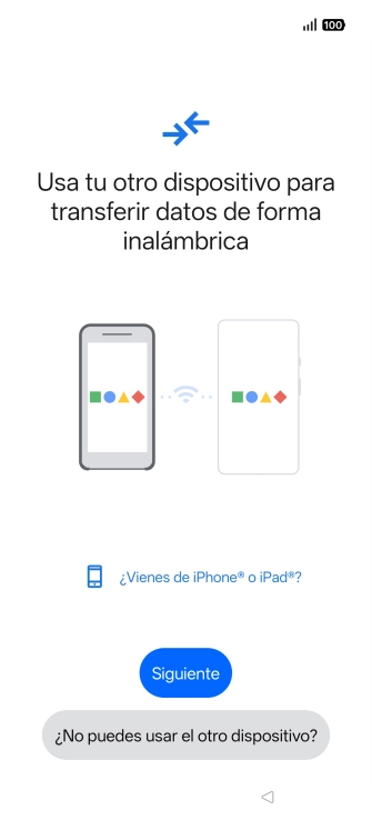 Sigue las indicaciones de la pantalla para transferir contenido desde otro teléfono.