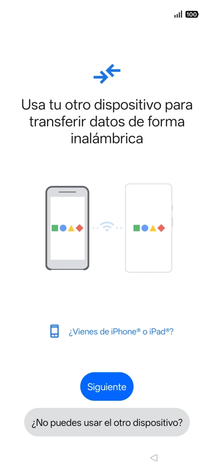Sigue las indicaciones de la pantalla para transferir contenido desde otro teléfono.